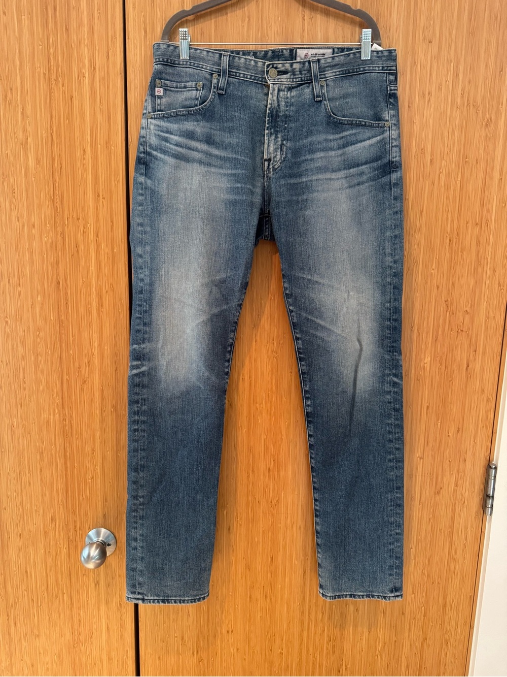 AG Adriano Goldschmied Slim Straight Washed Blue Jeans- 34R - Picture 2 of 5